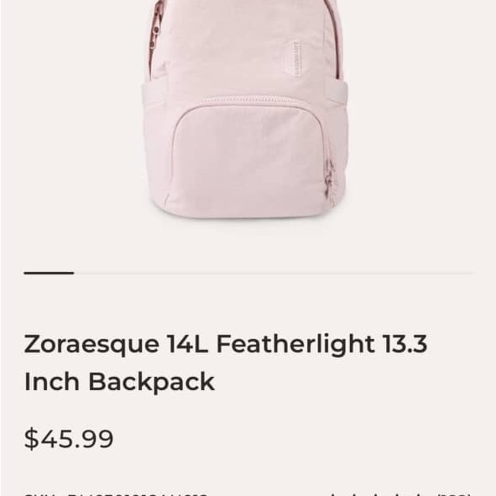 Pink Featherlight Backpack